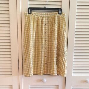 Mikarose Gold Plaid Button-Down Skirt